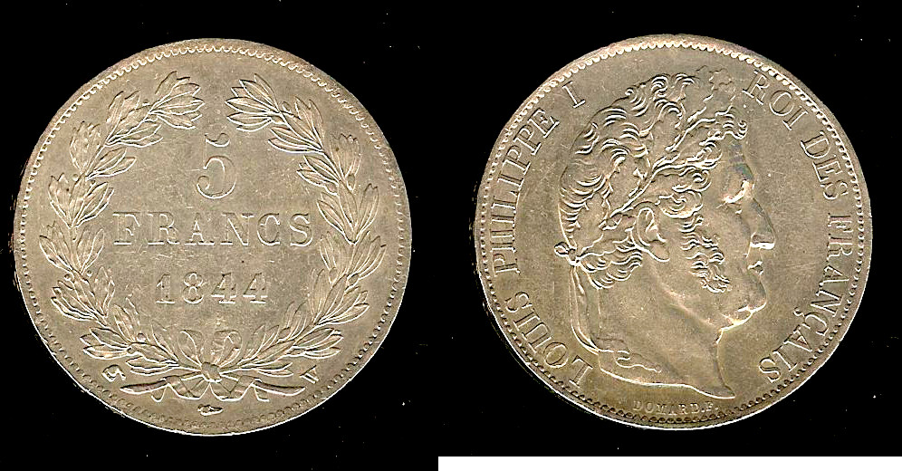 5 francs Louis Philippe 1844 Lille AU